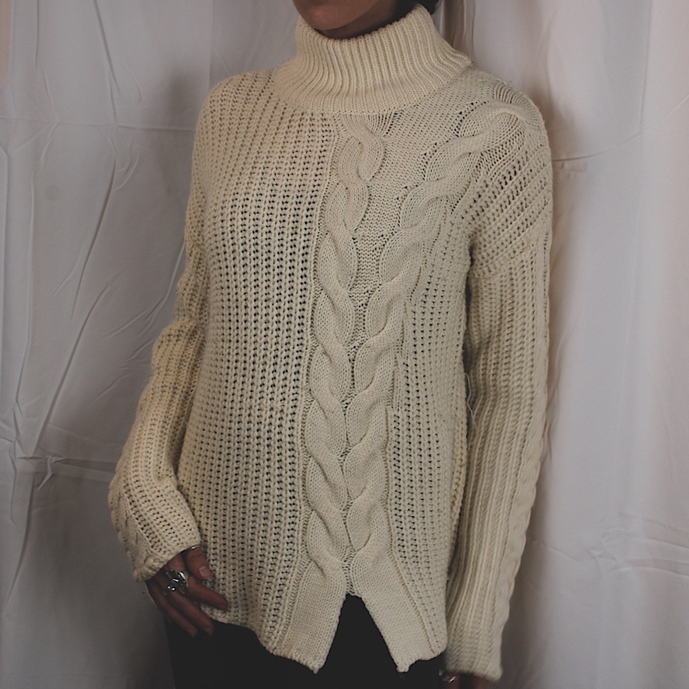Cream knit turtle neck sweater